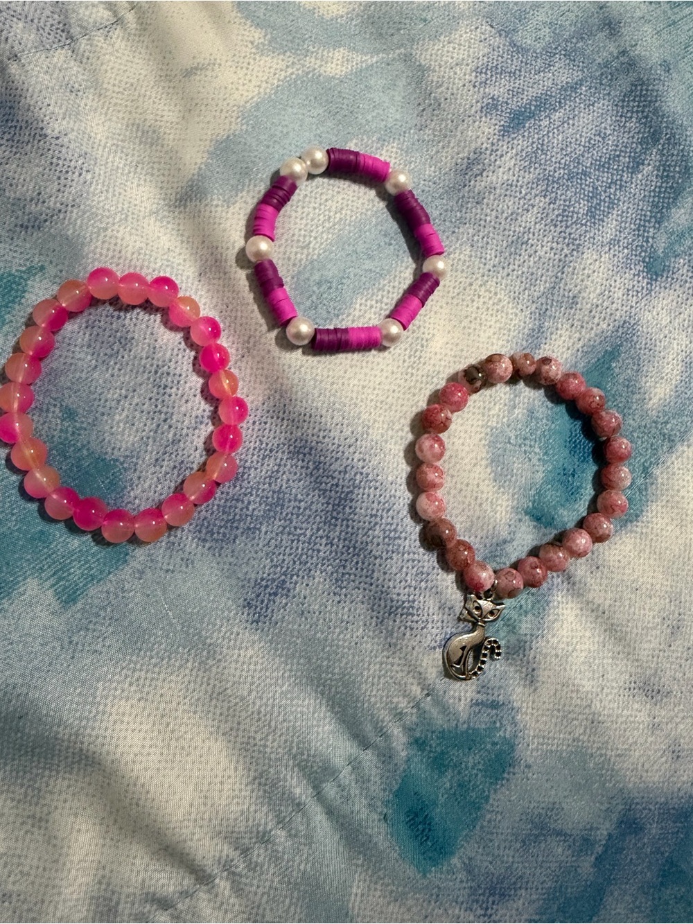 Beaded Pink Stackable Bracelet Set - Women